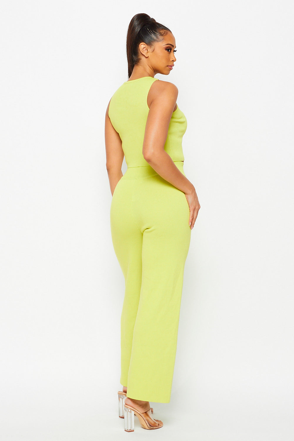 Solid Sleeveless Two Pieces Set