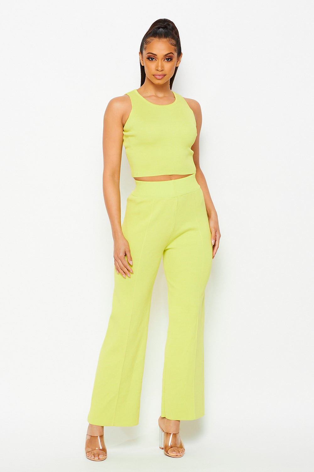 Solid Sleeveless Two Pieces Set