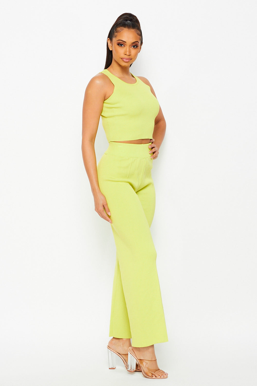 Solid Sleeveless Two Pieces Set