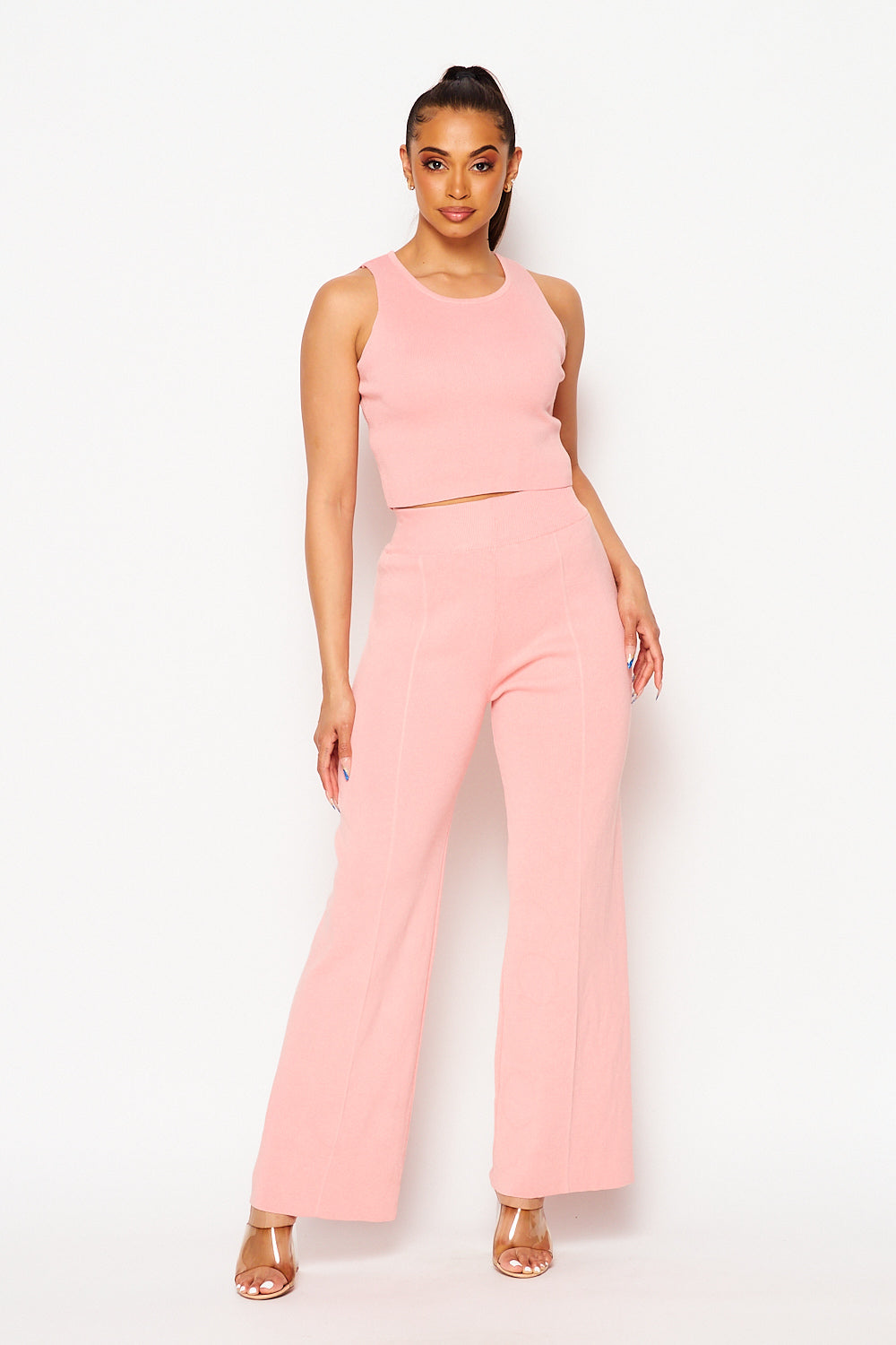 Solid Sleeveless Two Pieces Set