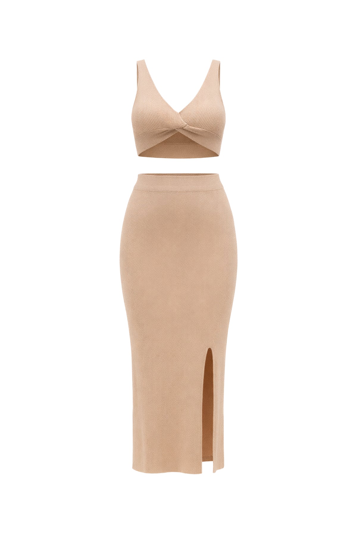 Solid Three Piece Cardigan Crop Top and Skirt Set