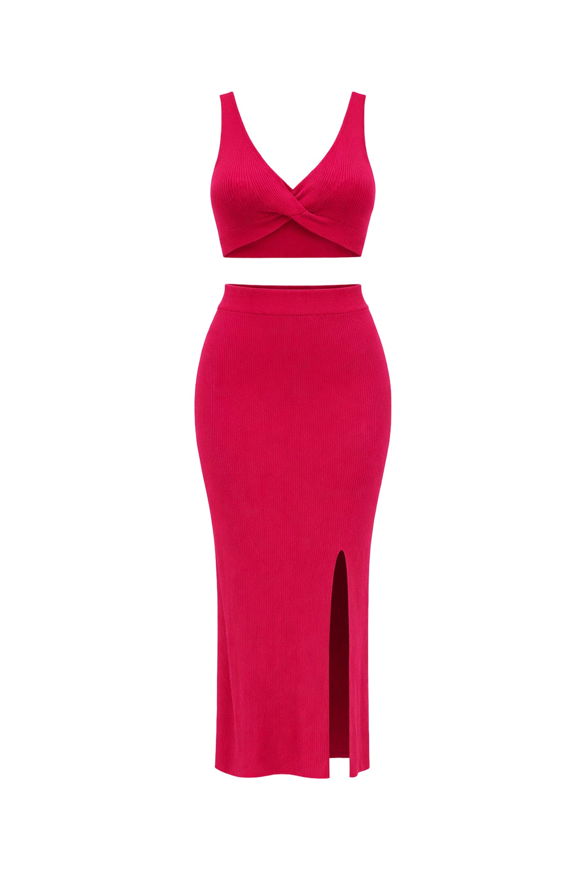 Solid Three Piece Cardigan Crop Top and Skirt Set