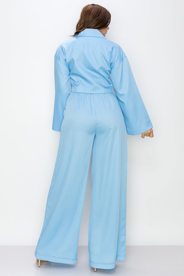 Solid Two Piece Suit Set