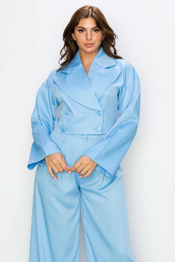 Solid Two Piece Suit Set