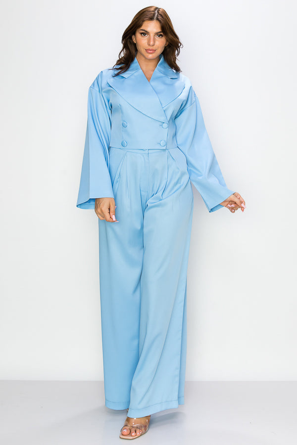 Solid Two Piece Suit Set