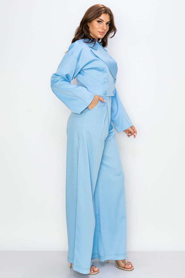 Solid Two Piece Suit Set