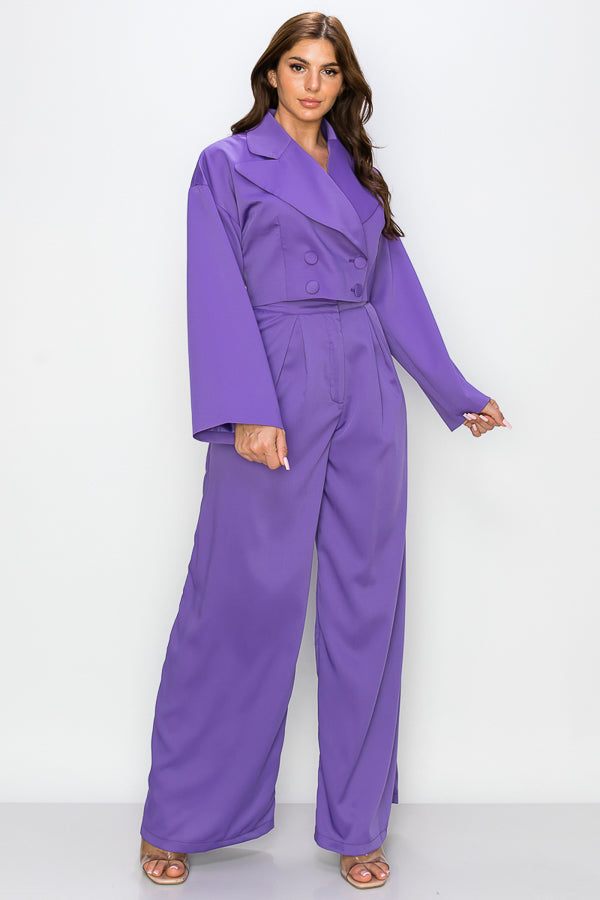 Solid Two Piece Suit Set
