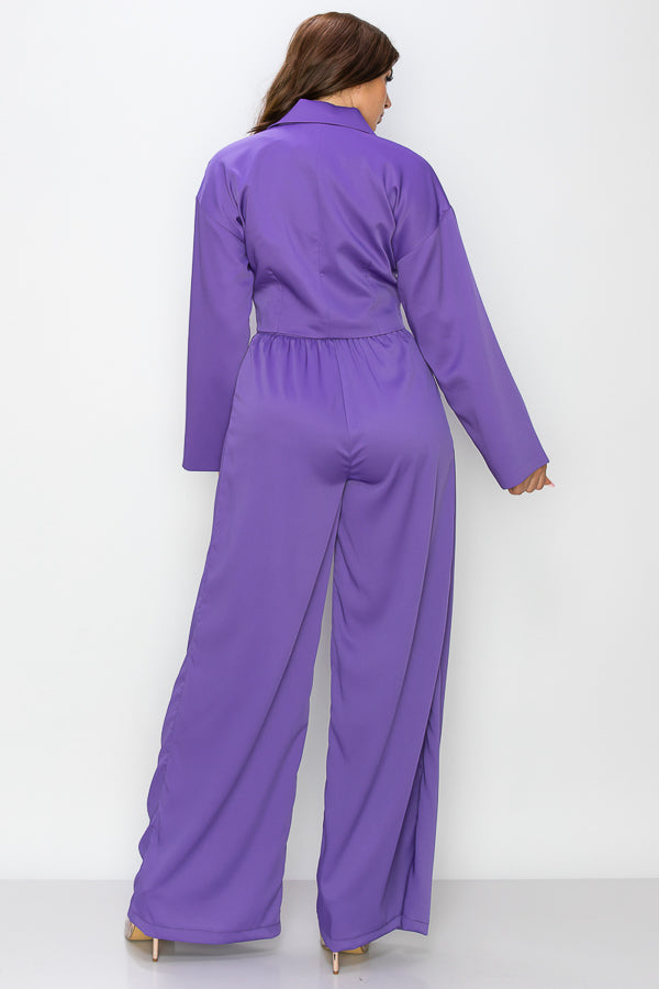 Solid Two Piece Suit Set
