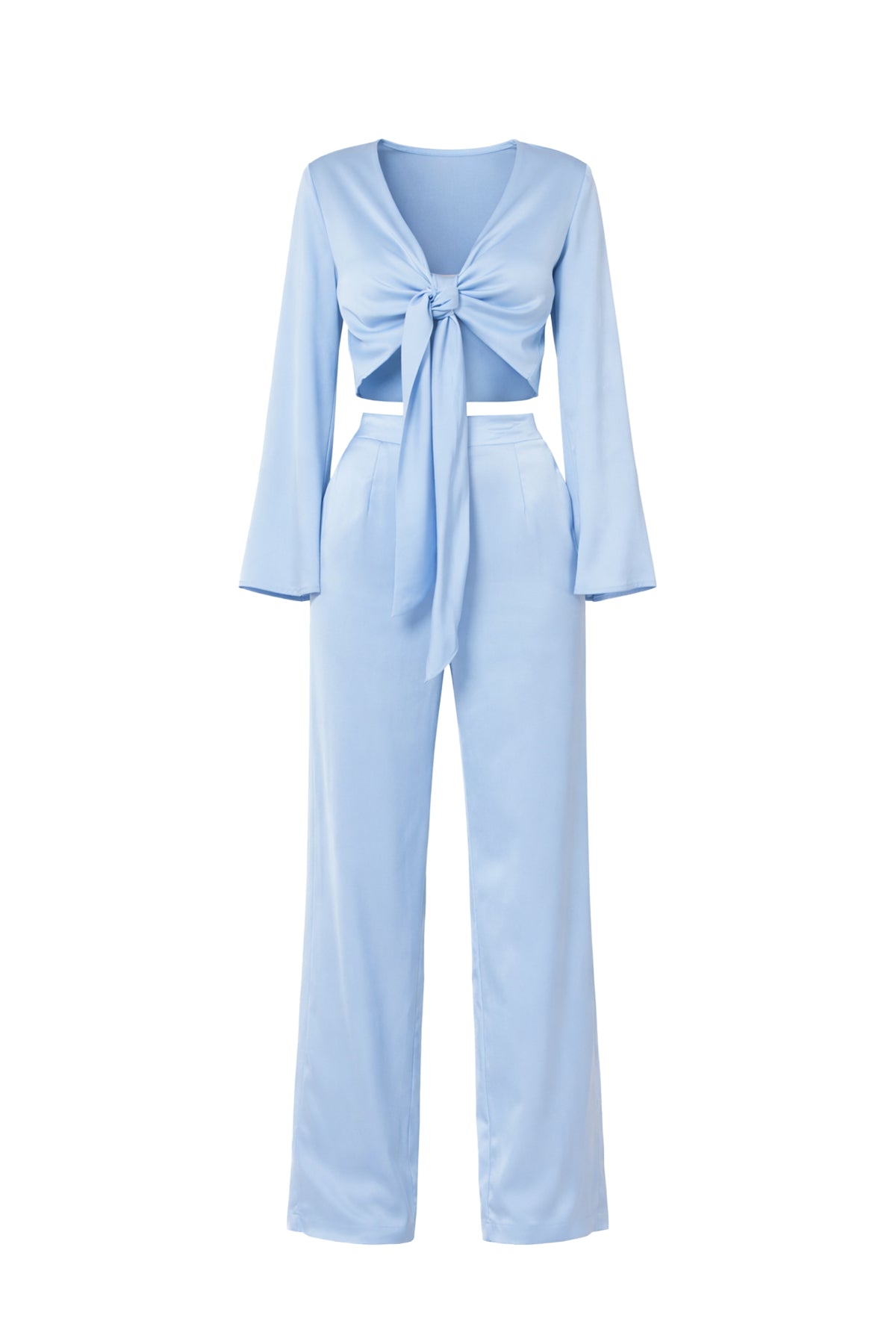 Satin Tie Top & Pants Set