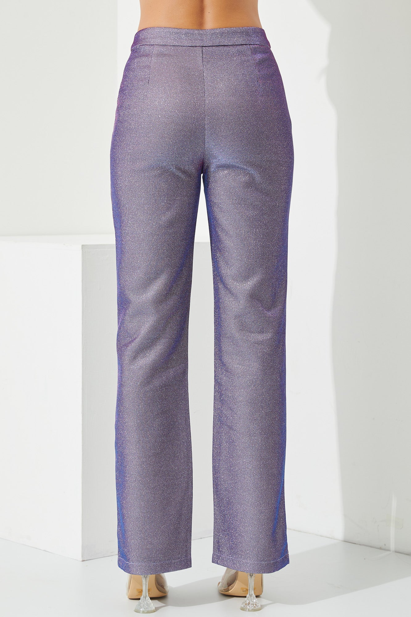 Woven Glitter Blazer, Bra Top and Pants Set