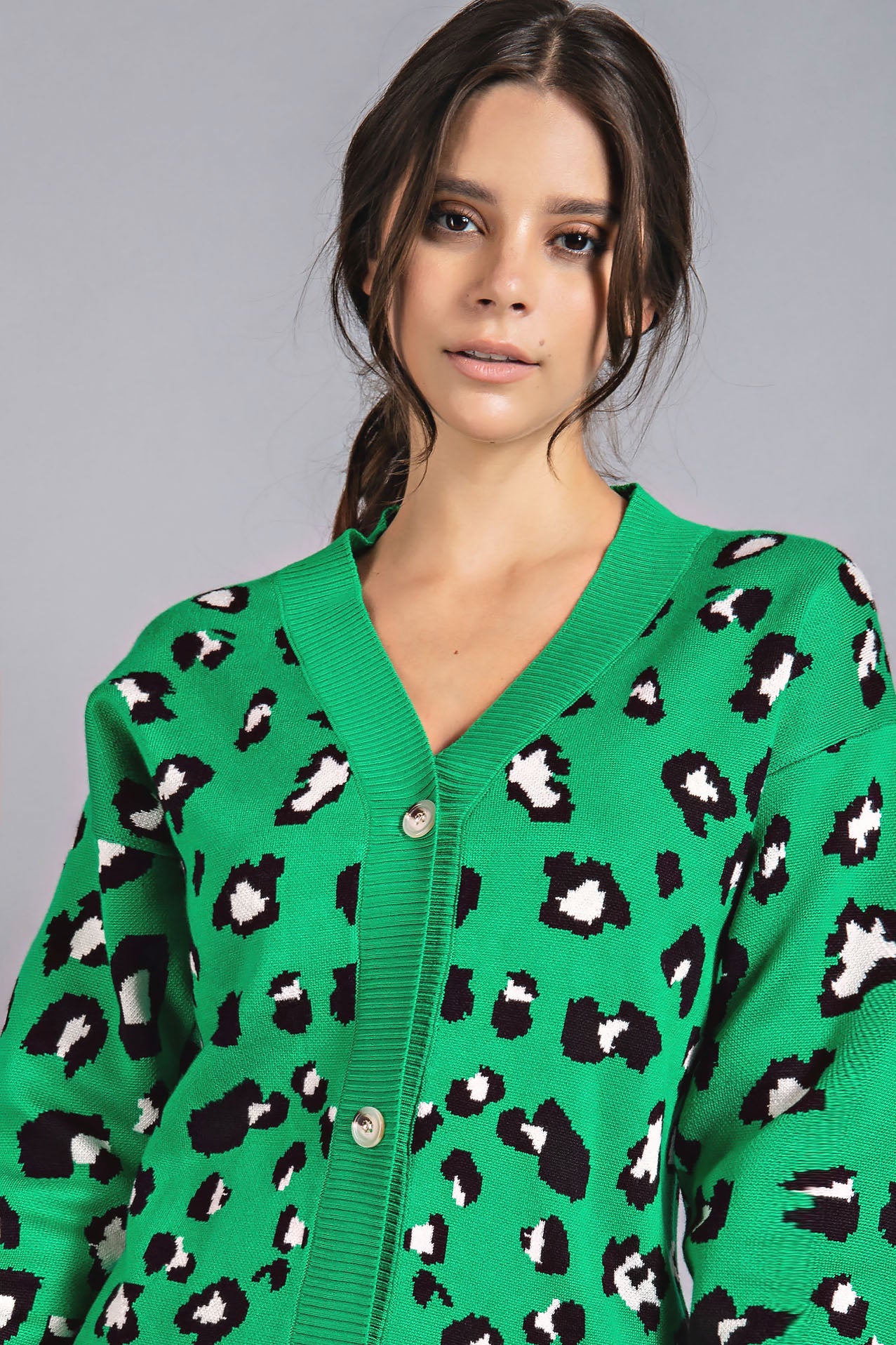Leopard Knit Cardigan and Pants Set