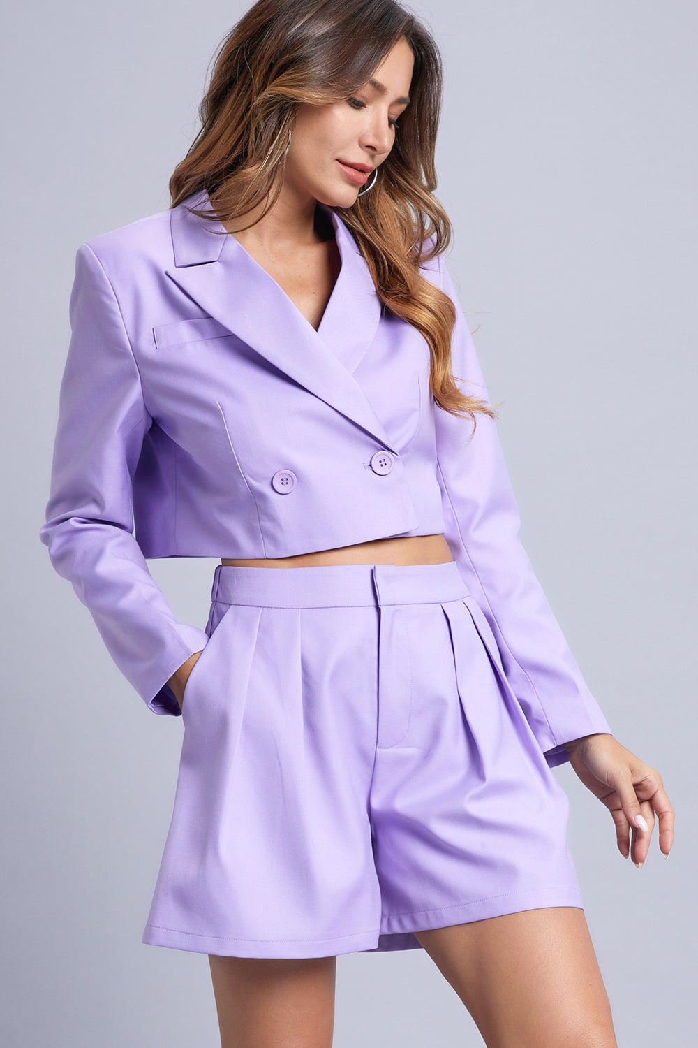Crop Blazer And Shorts Set