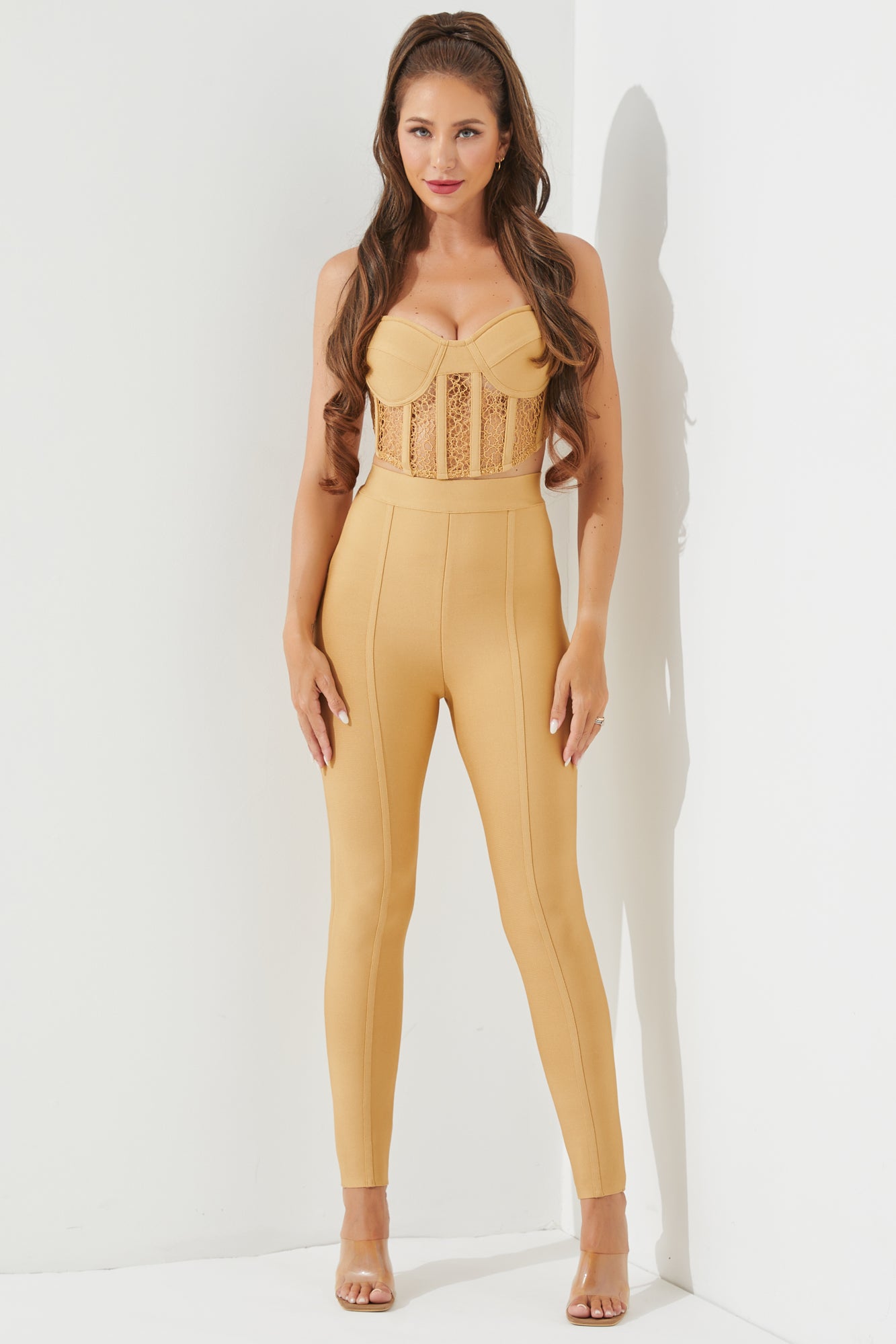 Bandage Lace Top And Pants Set