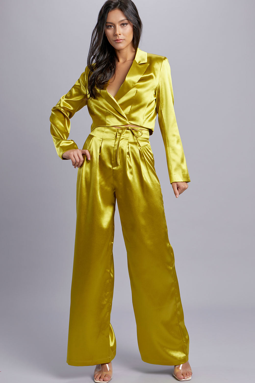 Satin Blazer and Pants Set