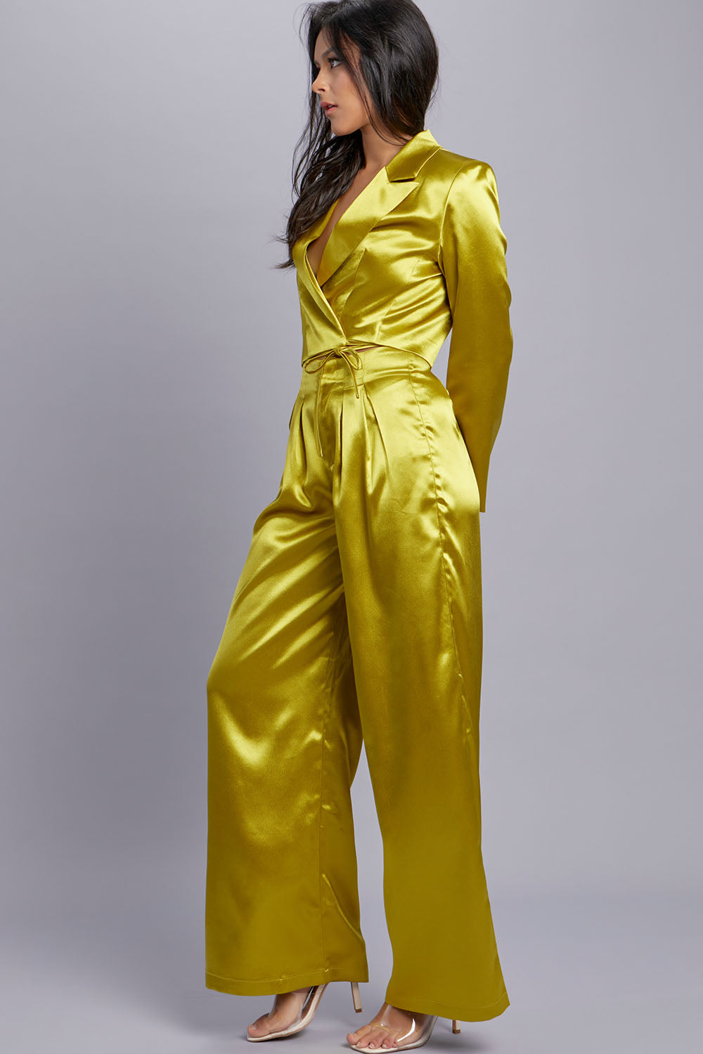 Satin Blazer and Pants Set
