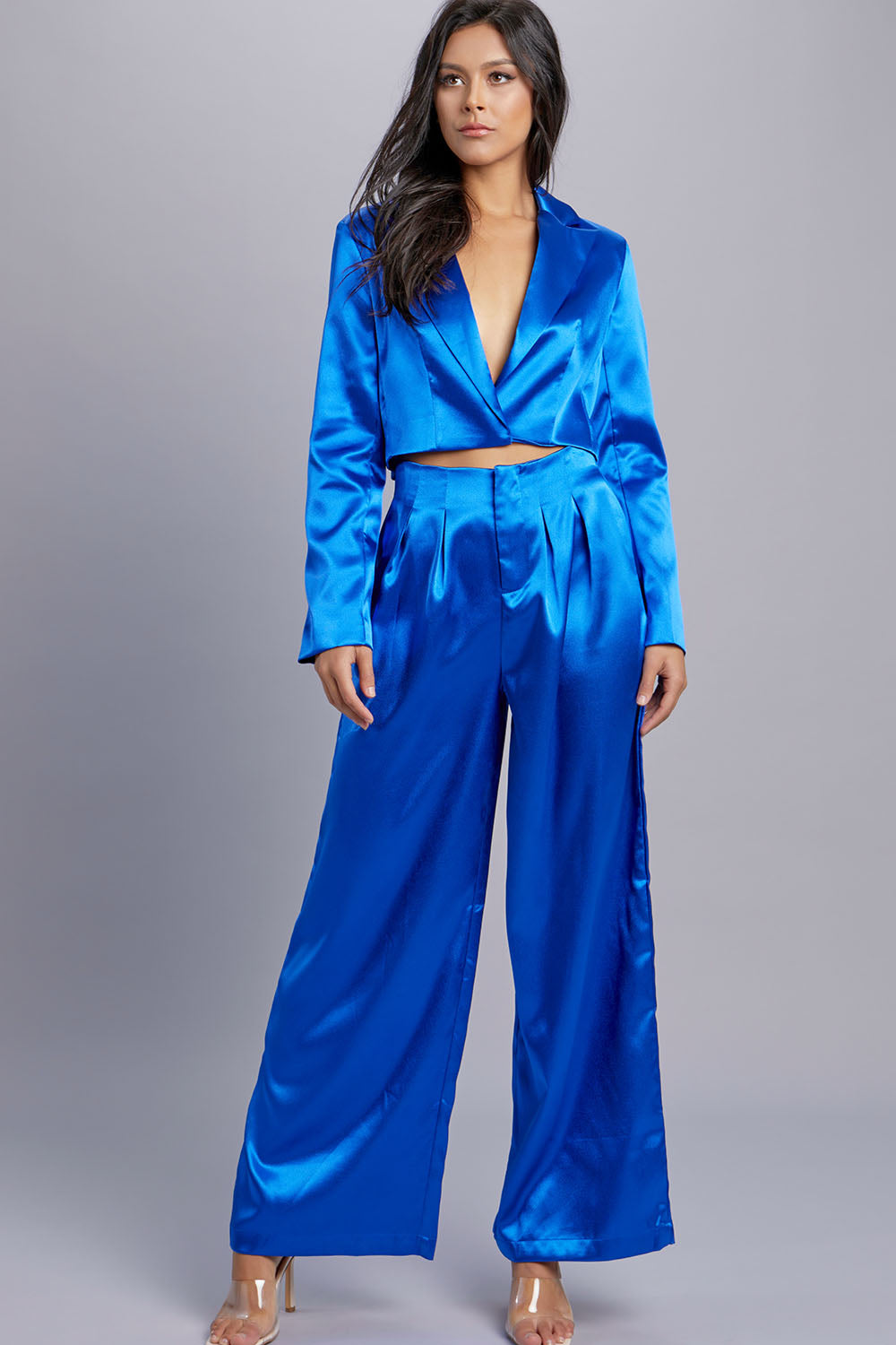 Satin Blazer and Pants Set