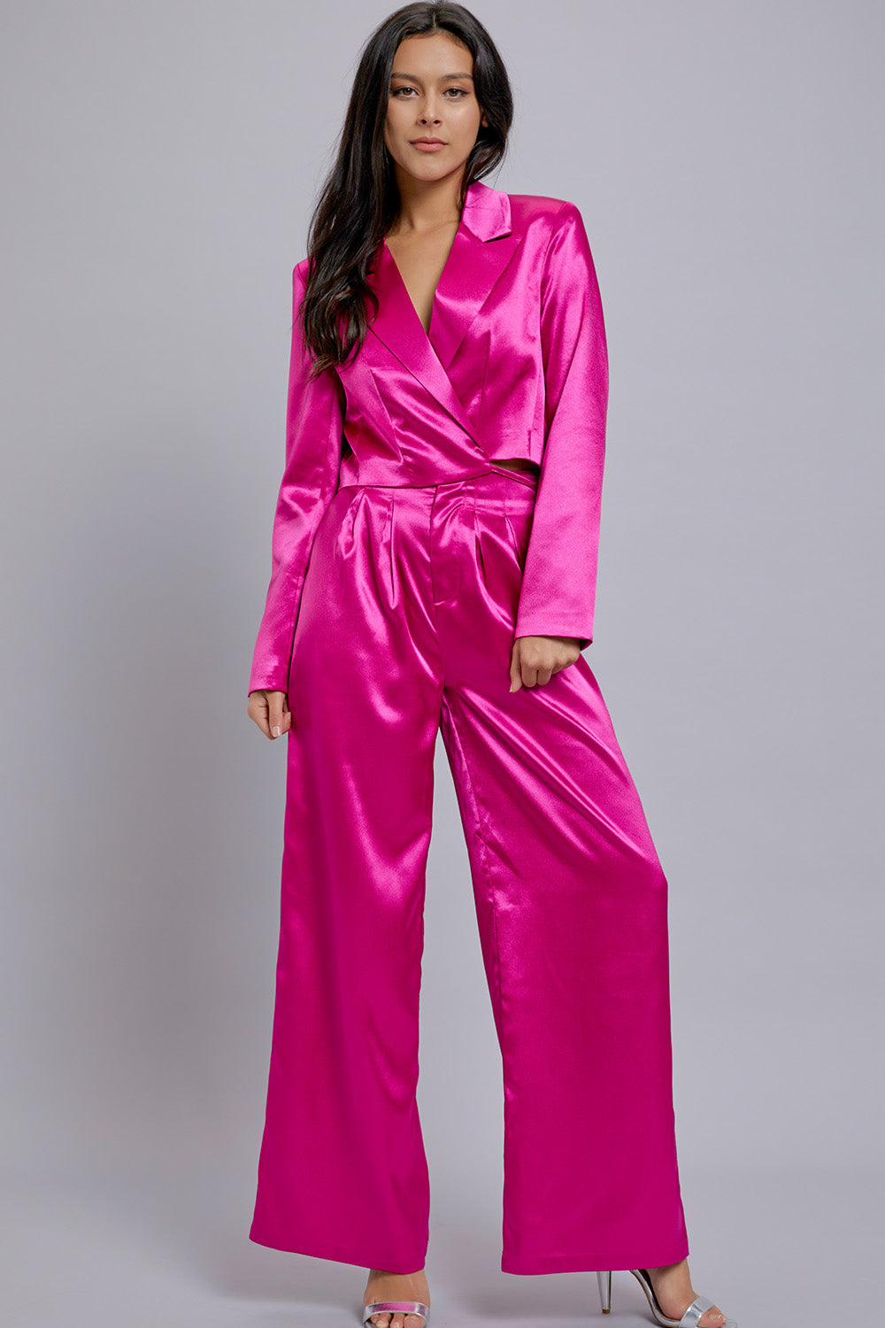 Satin Blazer and Pants Set