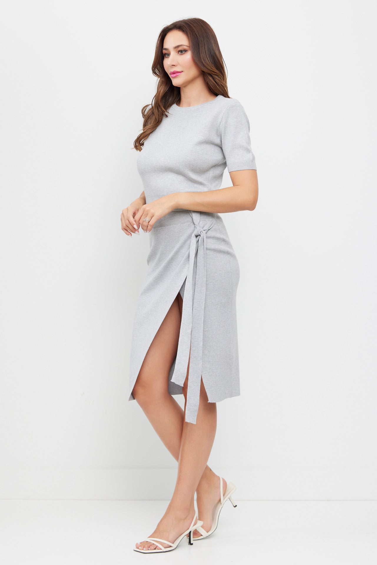 Short Sleeve Top and Asymmetric Skirt Set
