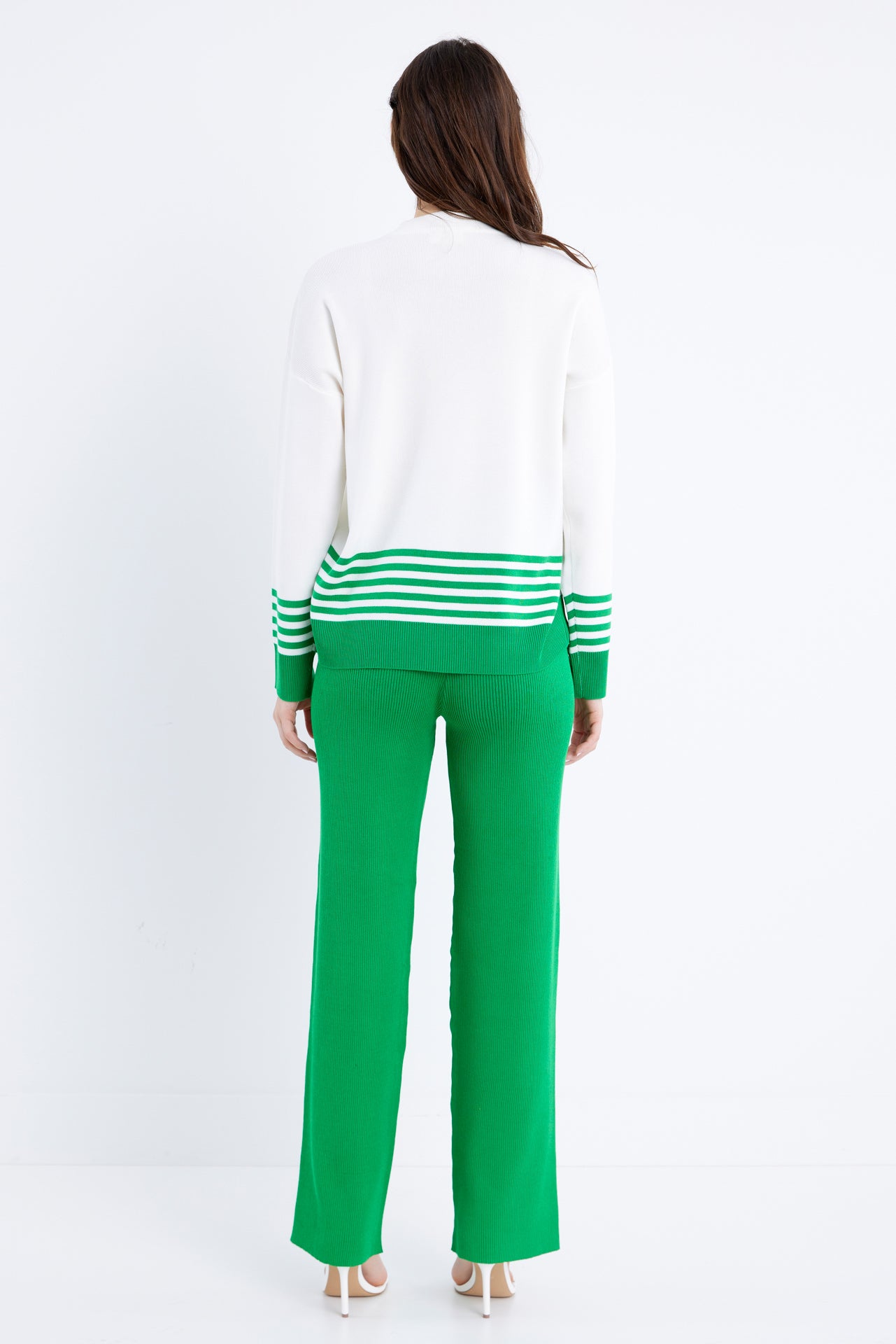 Knit Long Sleeve Stripe Top and Pants Set
