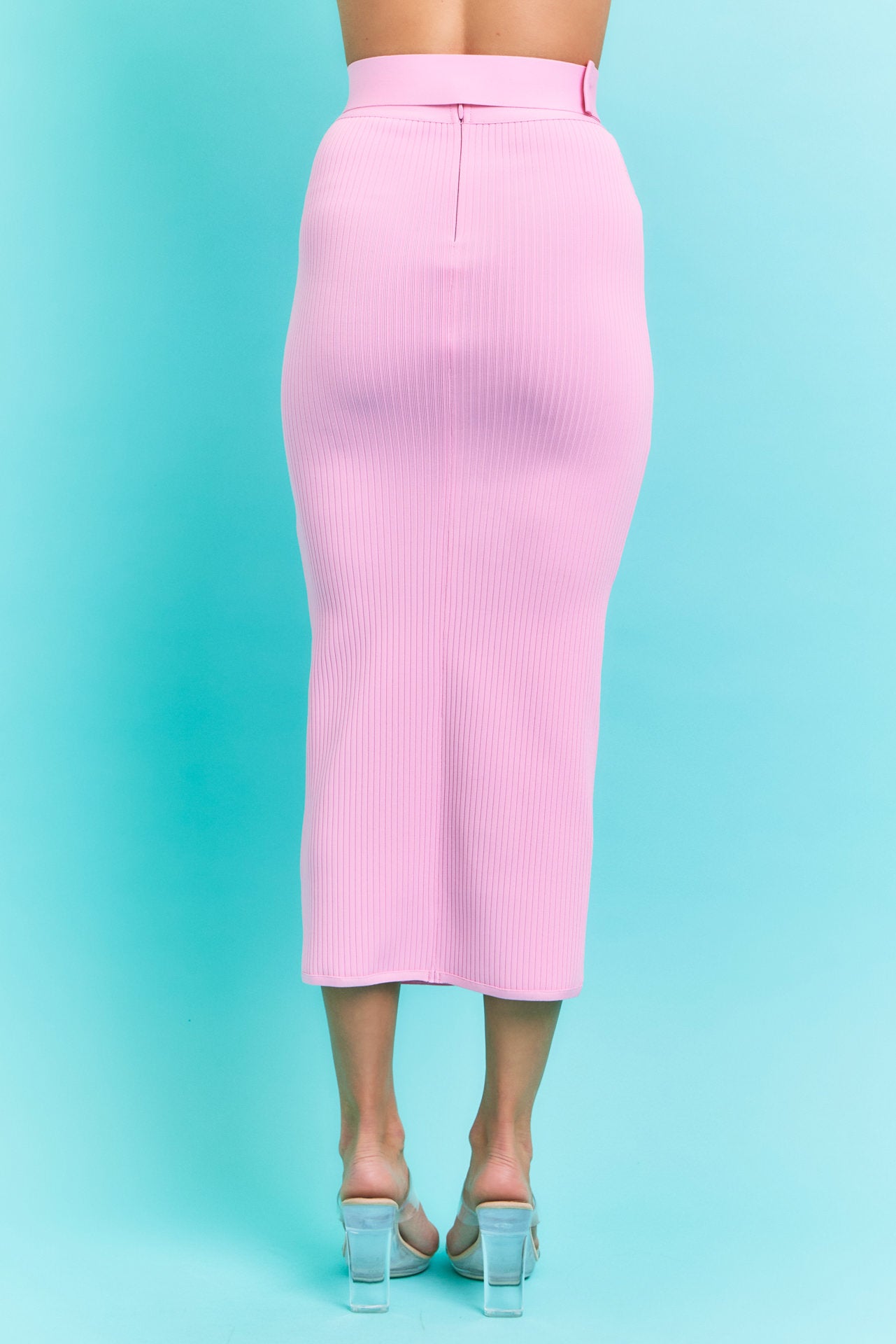 Fashionably Late Bandage Crop Top And Midi Skirt With Belt Set