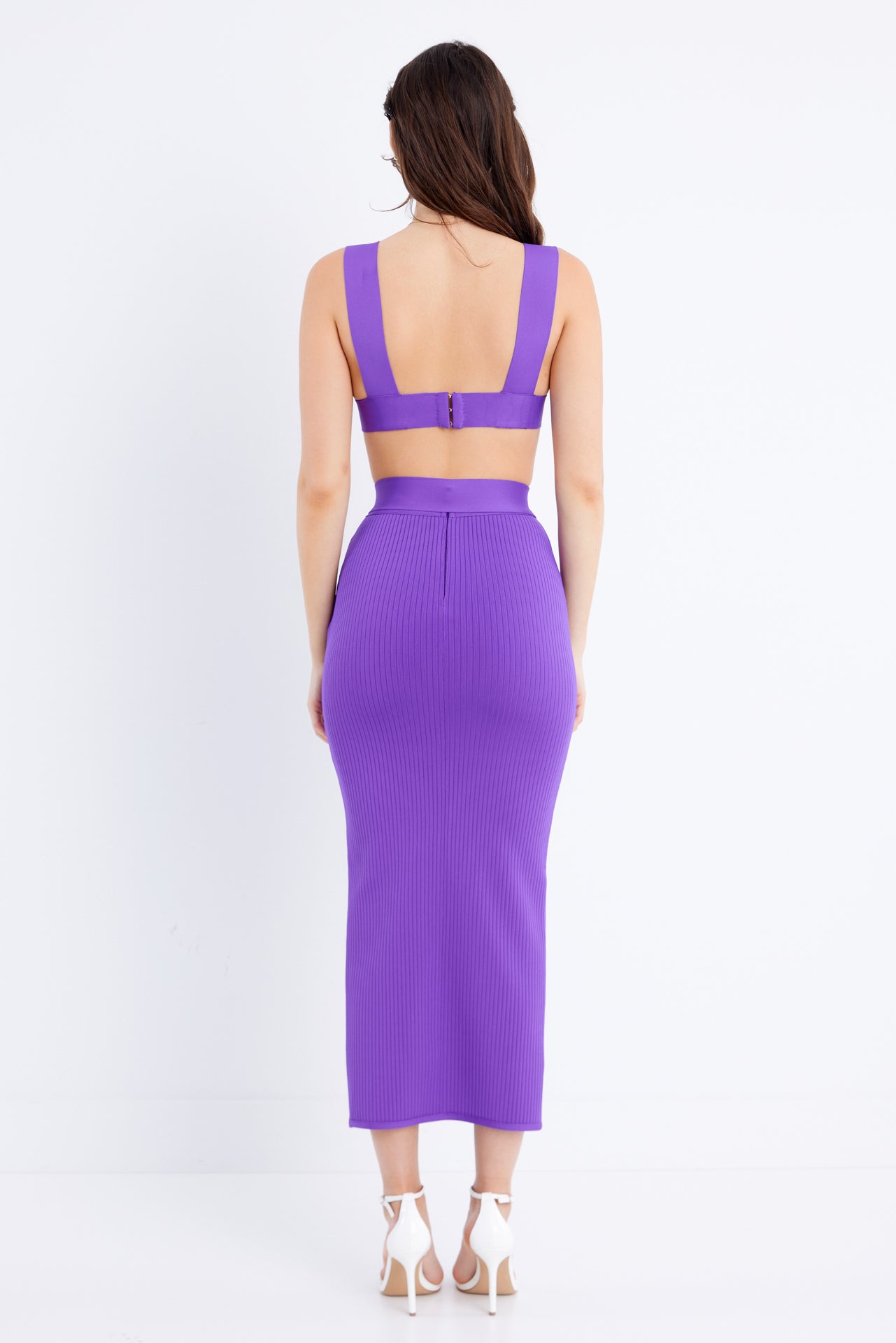 Fashionably Late Bandage Crop Top And Midi Skirt With Belt Set