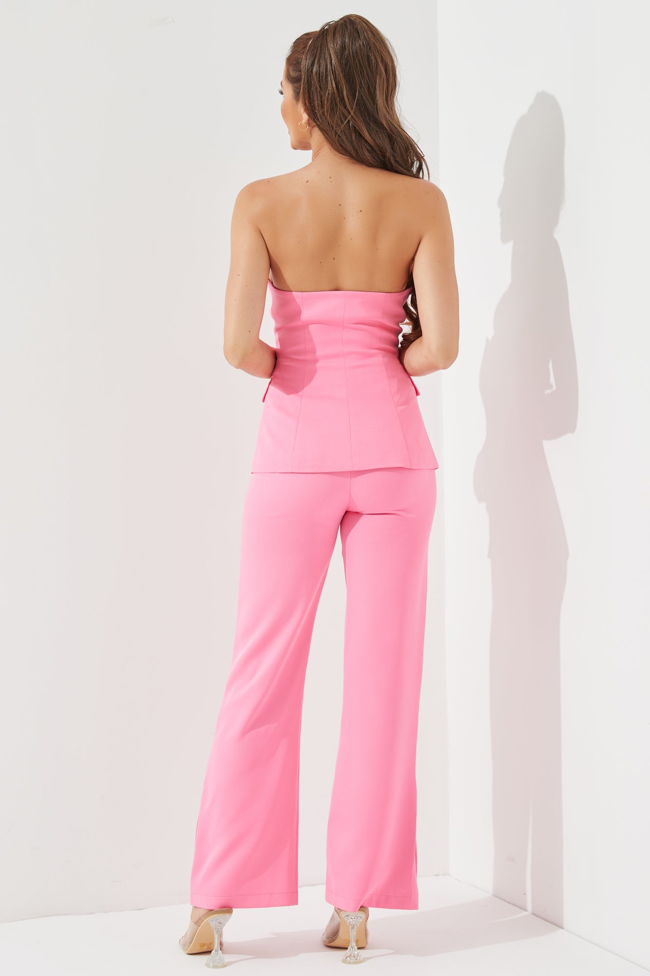 Top tejido tubo y pantalones conjunto