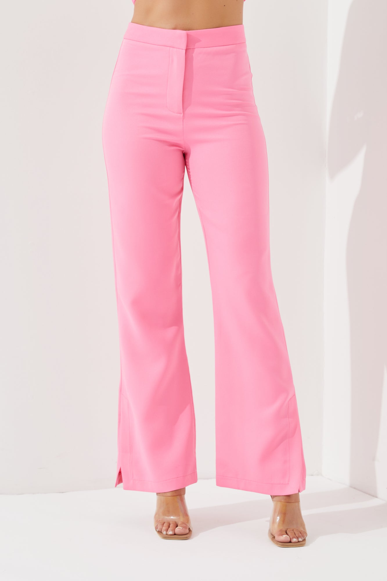 Top tejido tubo y pantalones conjunto