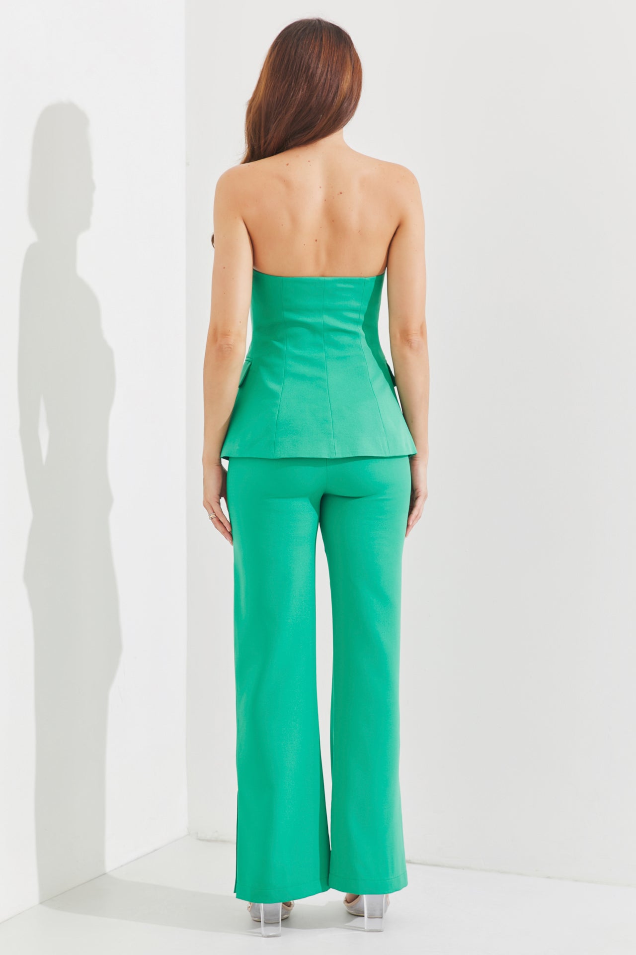 Top tejido tubo y pantalones conjunto