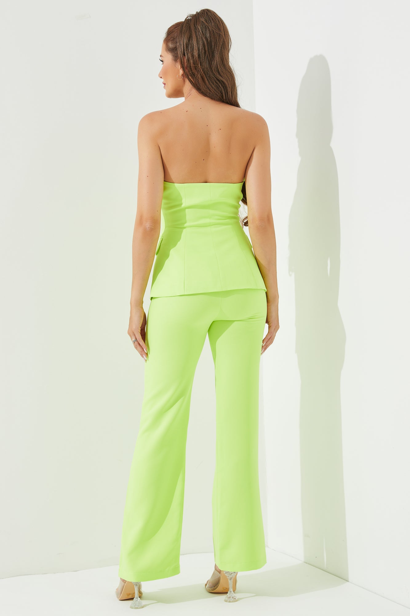 Top tejido tubo y pantalones conjunto