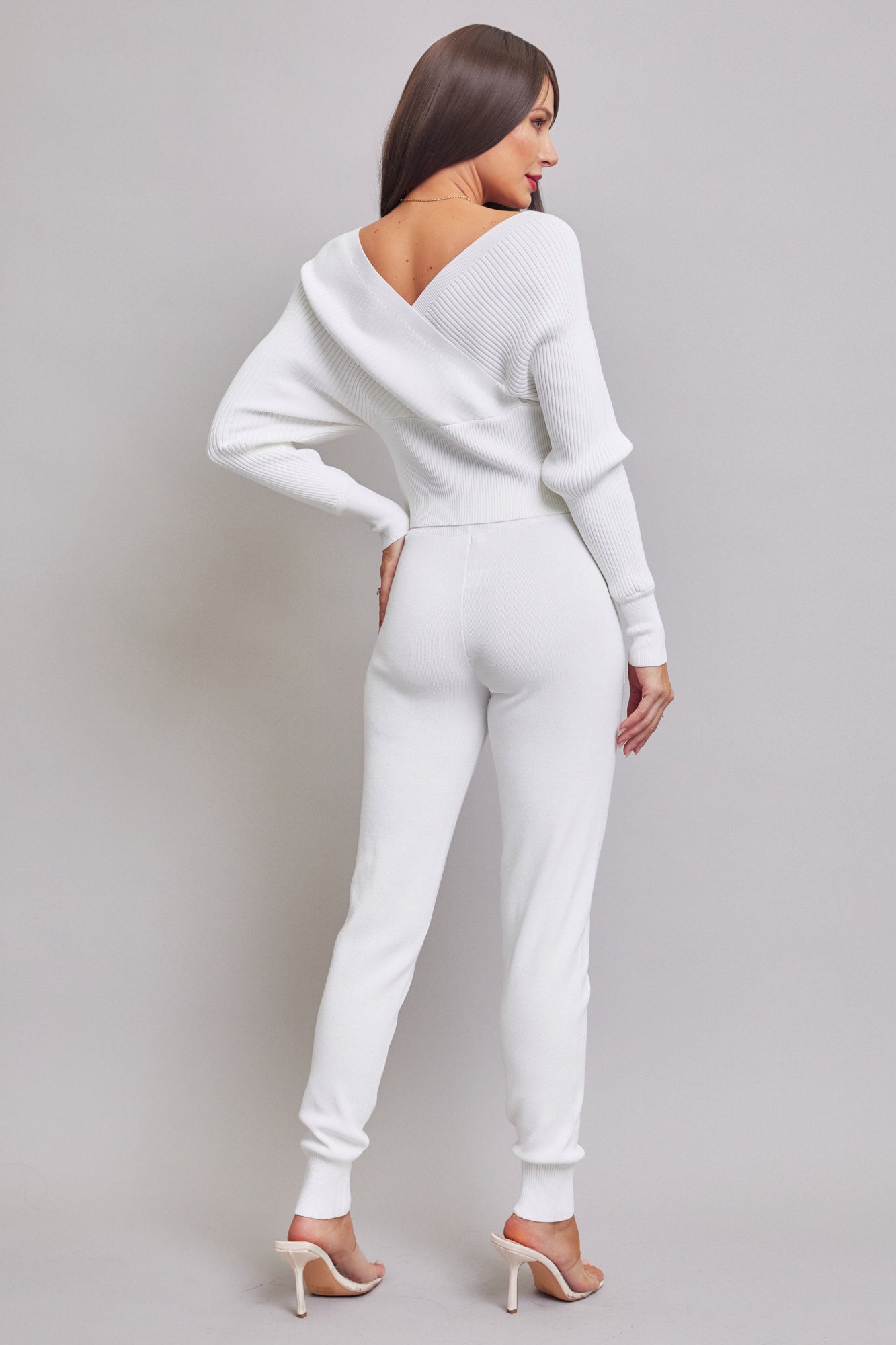 Ribbed Knit Long Sleeve Top and Jogger Set