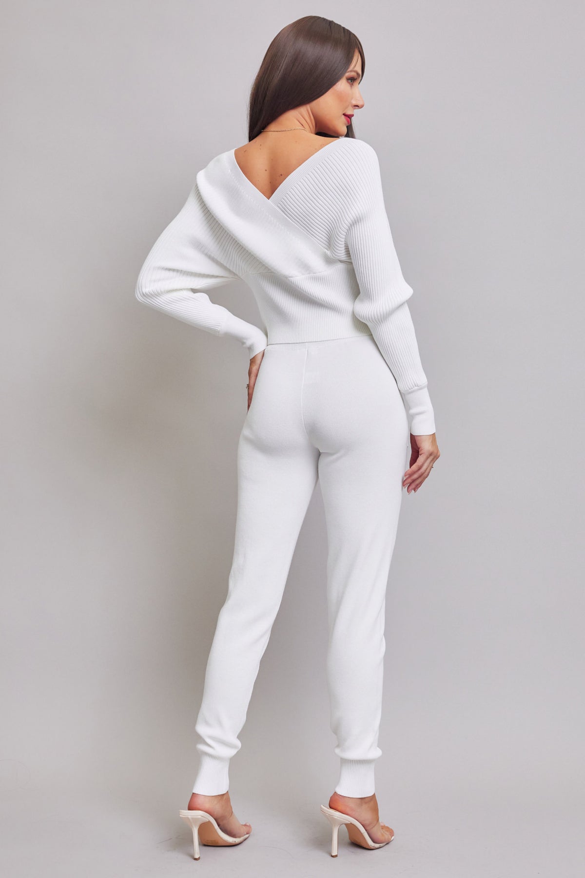 Ribbed Knit Long Sleeve Top and Jogger Set