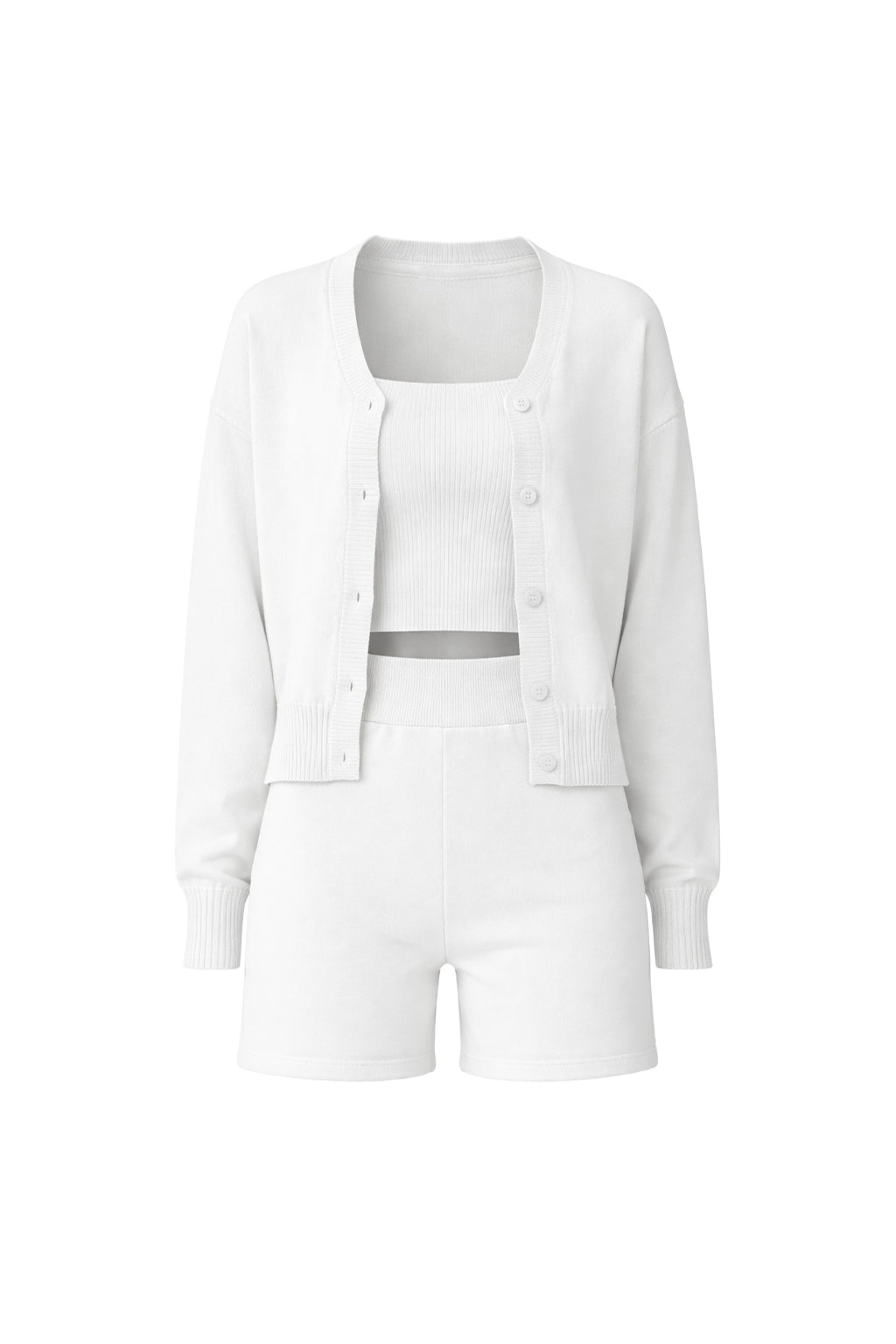 Knit Cardigan Top and Short Set