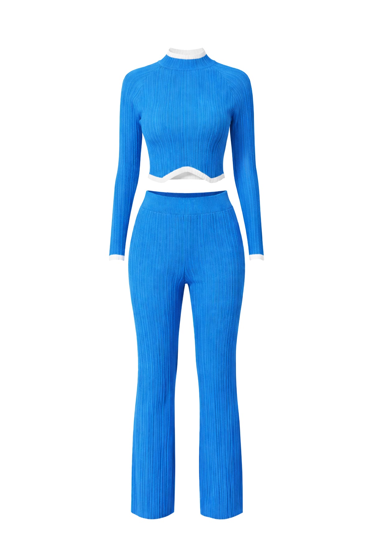 Turtle Neck Knit Crop Top and Pants Set