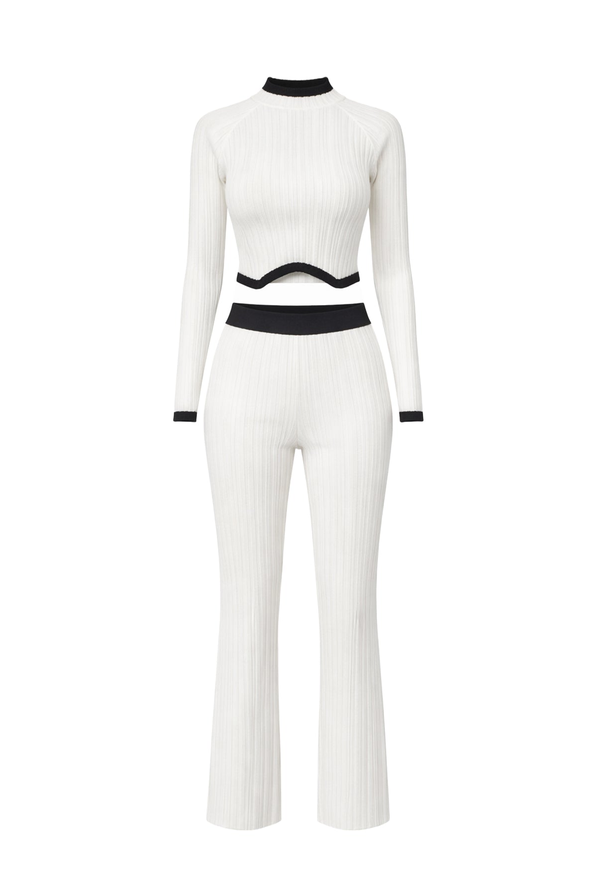 Turtle Neck Knit Crop Top and Pants Set