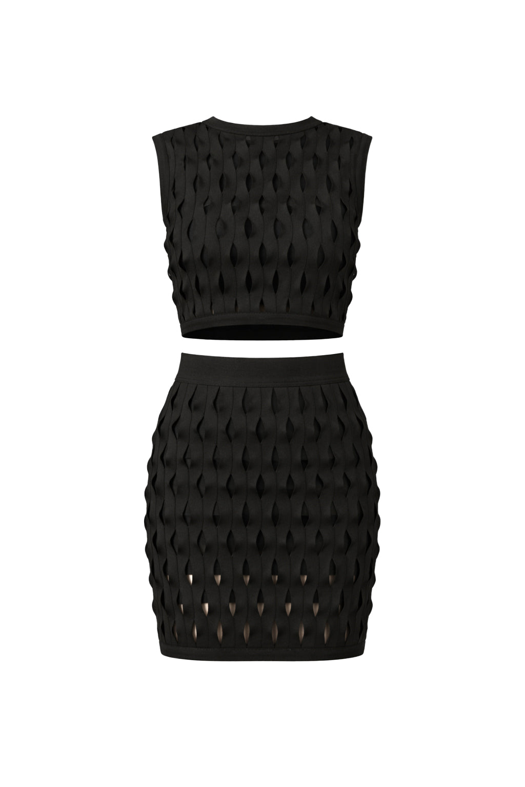 Bandage Hollow Crop Top and Skirt Set