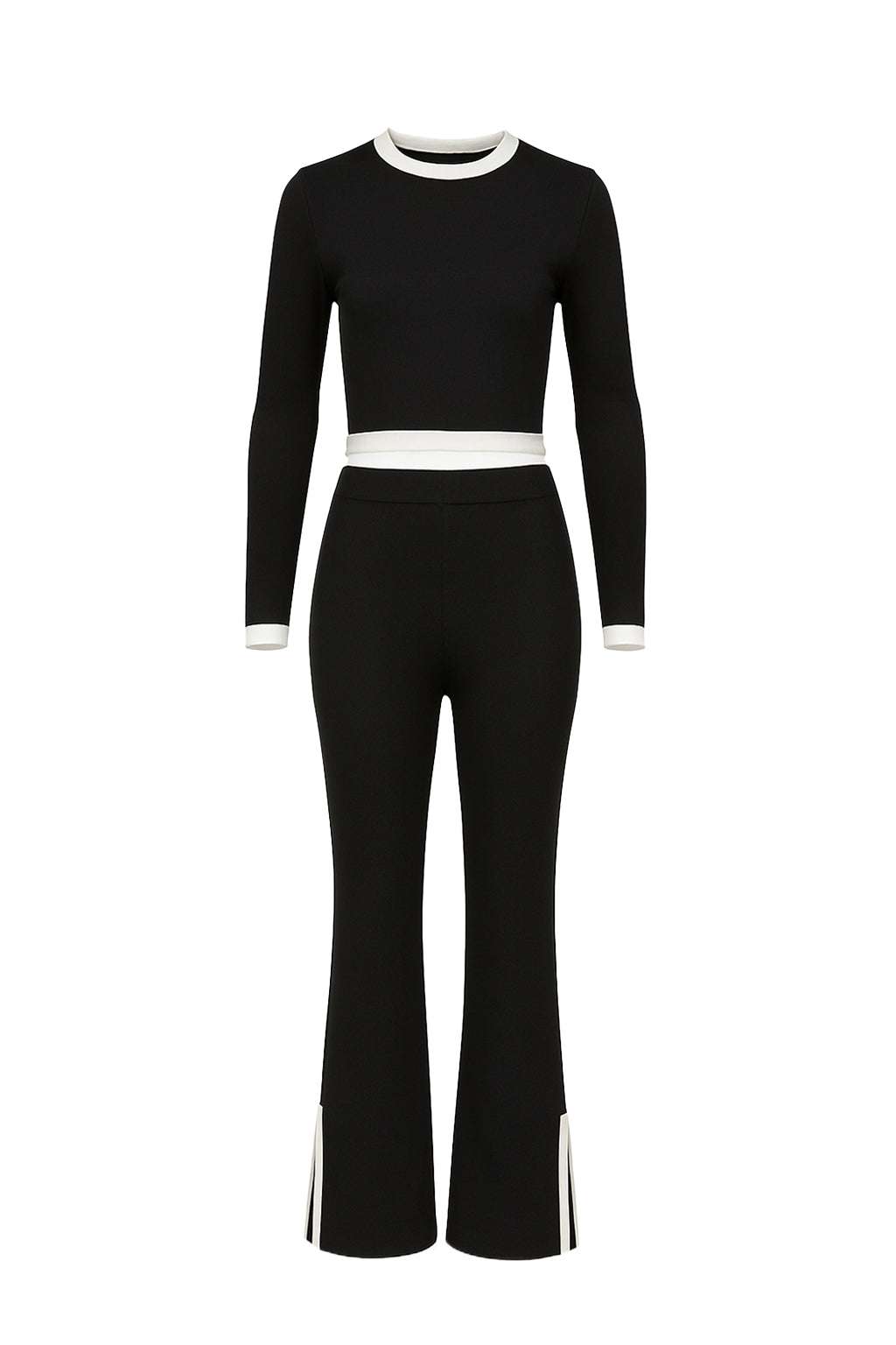 Wear Everywhere Knit Long Sleeve Top And Pants Set With Contrast