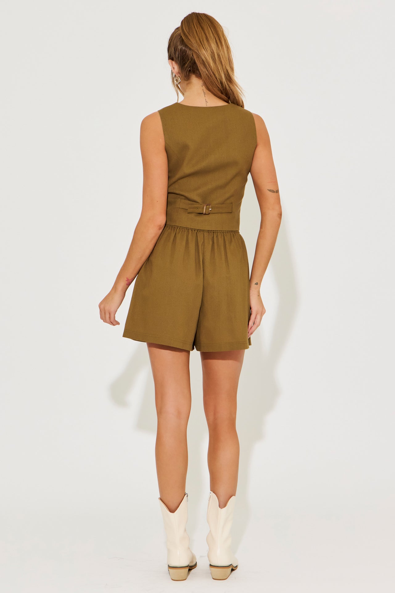 Willow Whisper Woven Crop Vest and Shorts Set