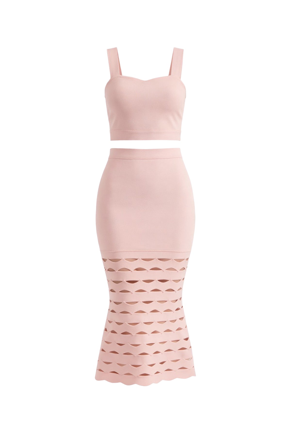 Bandage Sleeveless Crop Top and Midi Skirt With Cutouts