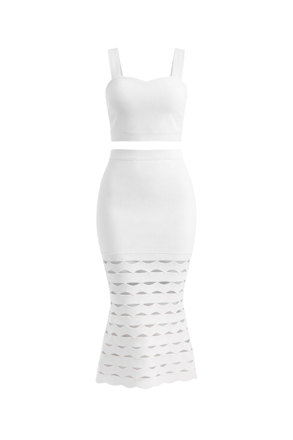 Bandage Sleeveless Crop Top and Midi Skirt With Cutouts