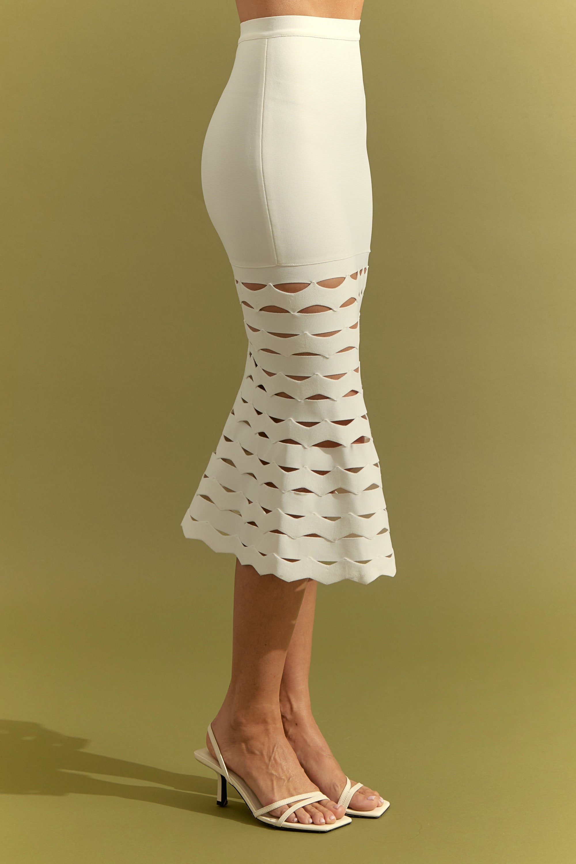 Bandage Sleeveless Crop Top and Midi Skirt With Cutouts