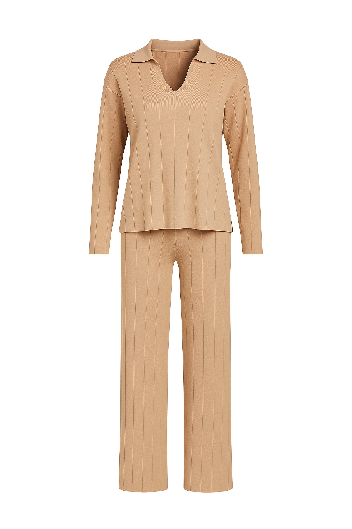 Rib Knit Pullover and Pants Set