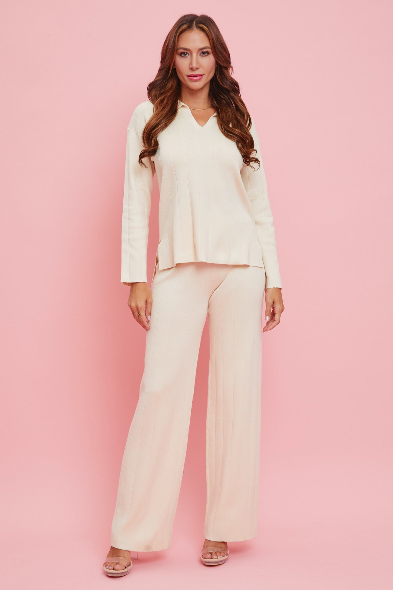 Rib Knit Pullover and Pants Set