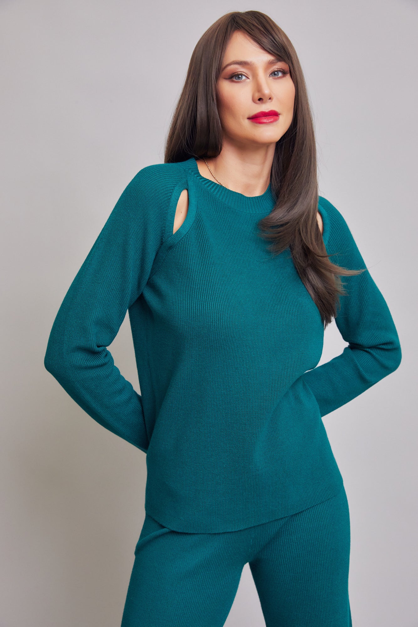 Long Sleeve Knit Top and Pants Set