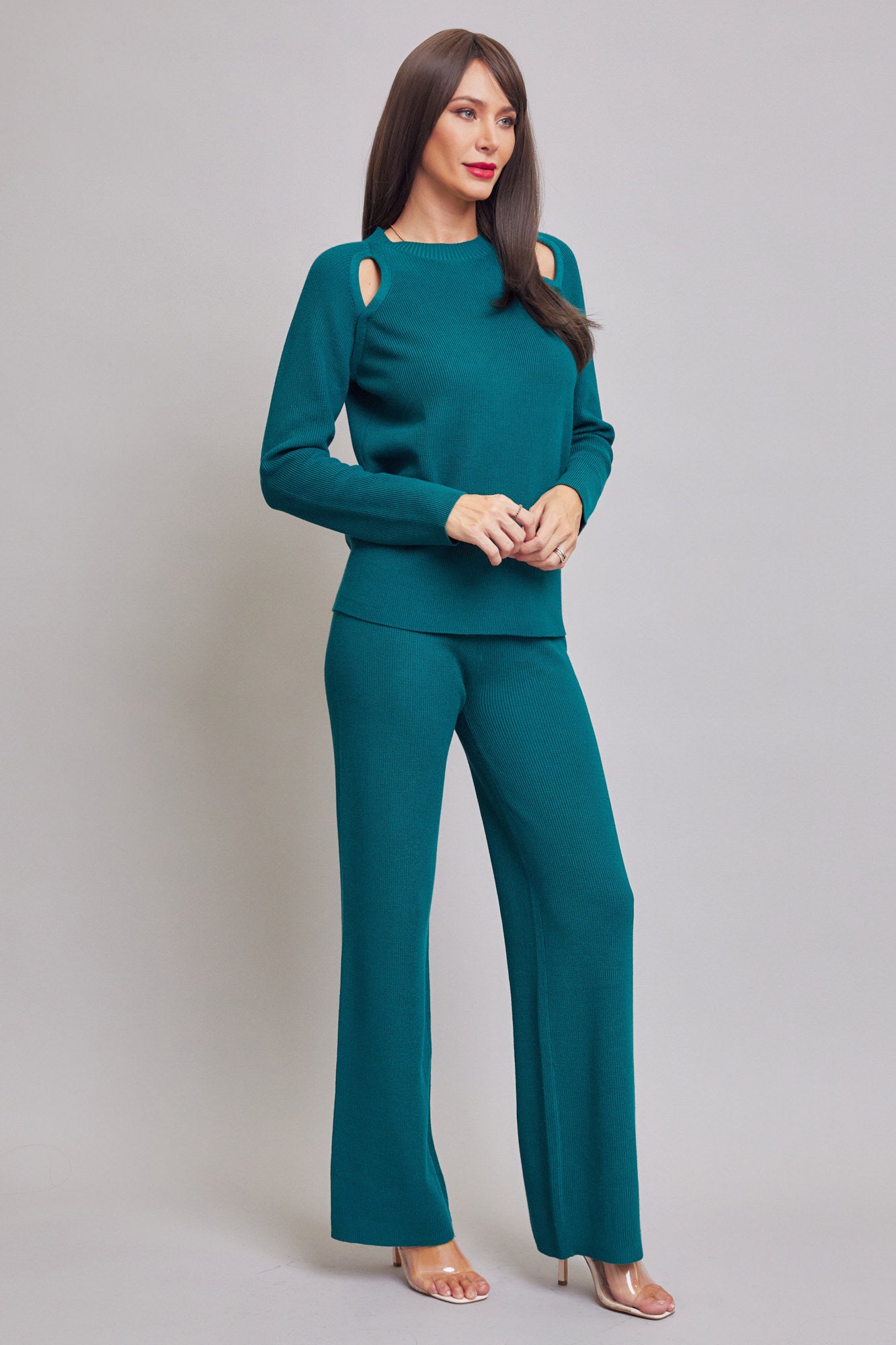 Long Sleeve Knit Top and Pants Set