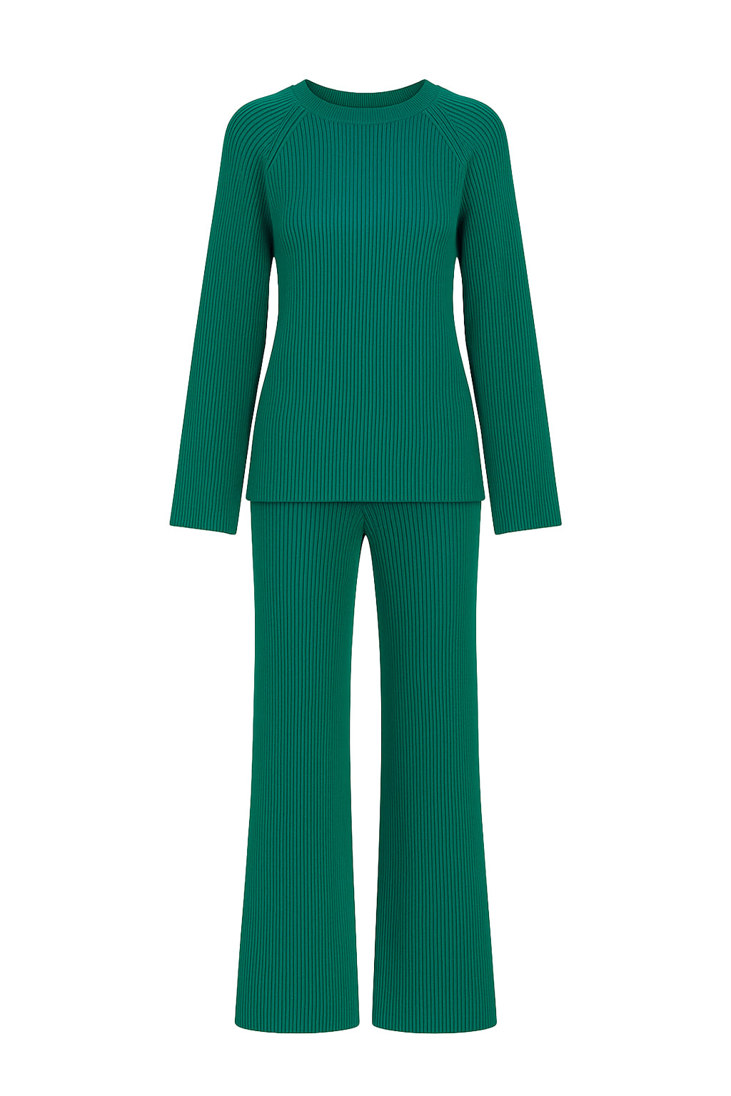 The Basic Rib Knit Long Sleeve Top And Pants Set