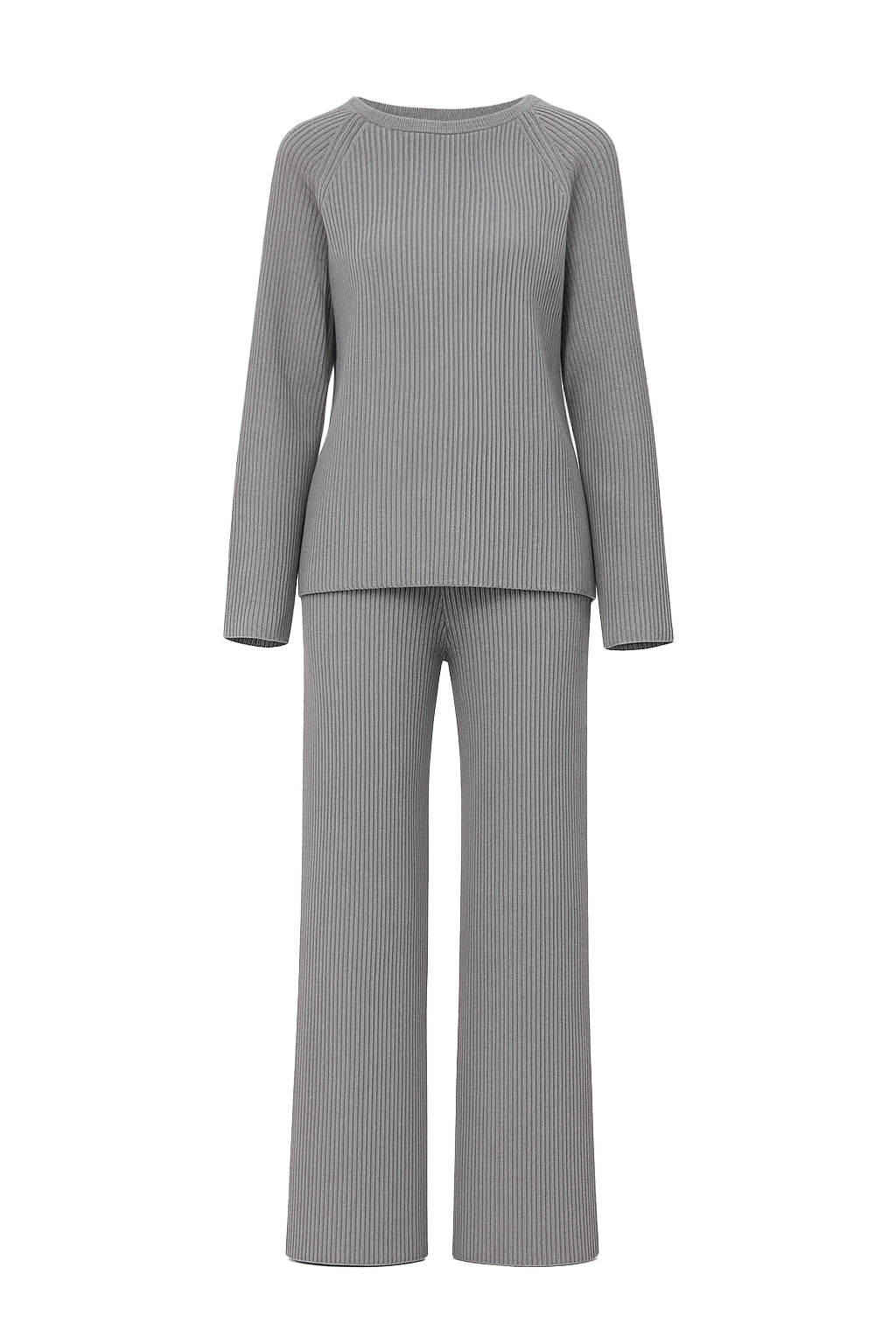 The Basic Rib Knit Long Sleeve Top And Pants Set