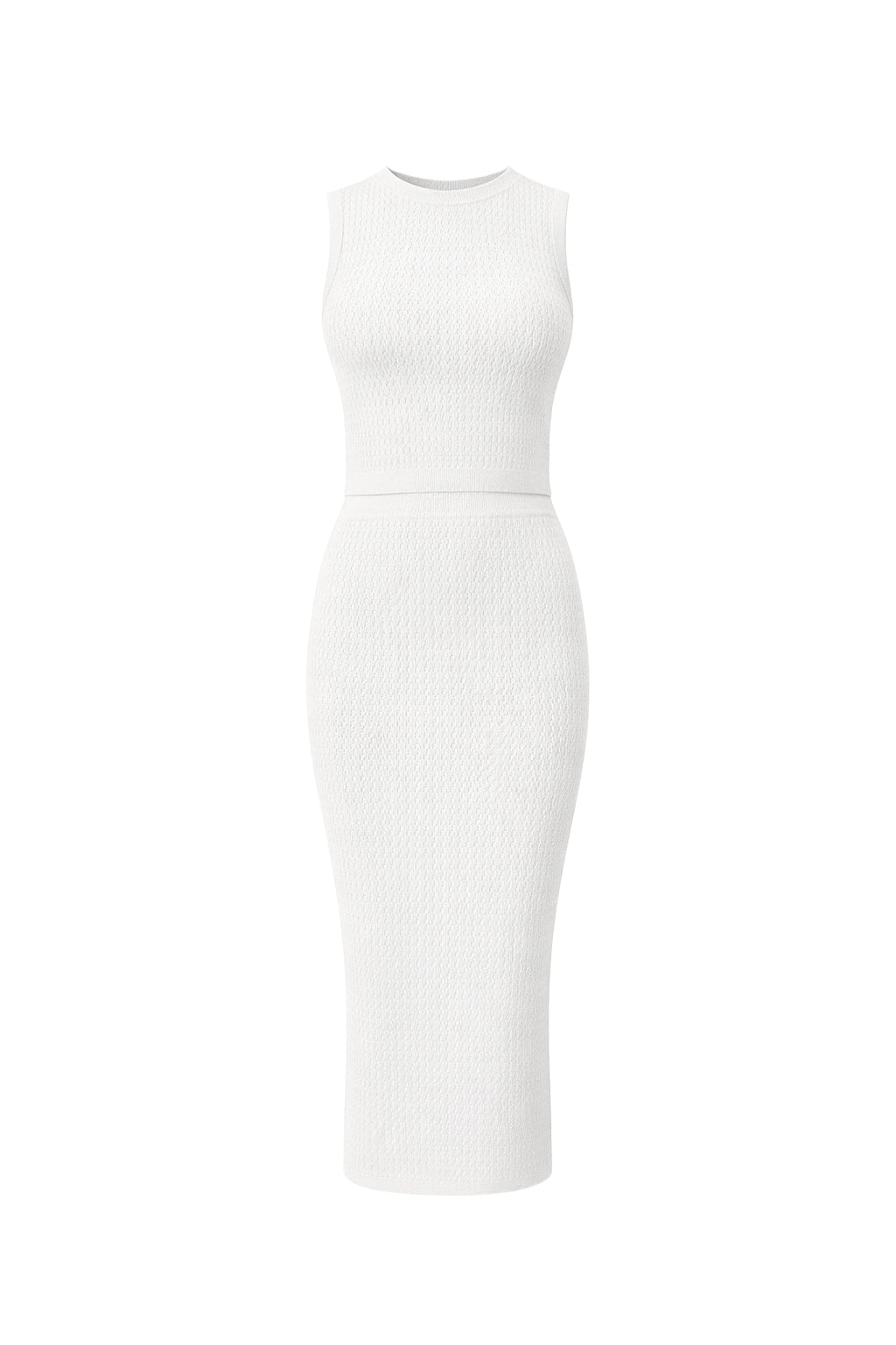 Metallic Knit Sleeveless Top and Midi Skirt Set