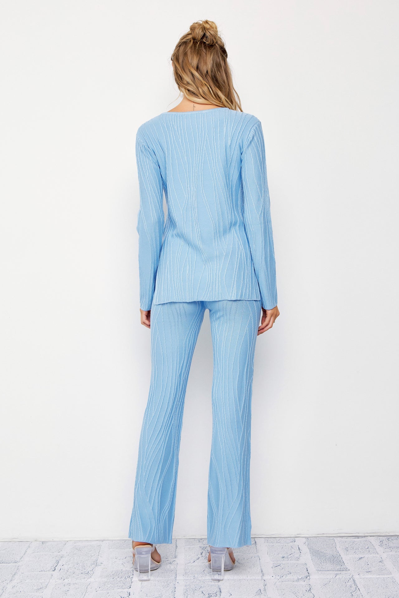 Seraphina Textured Long Sleeve Top and Pants Set