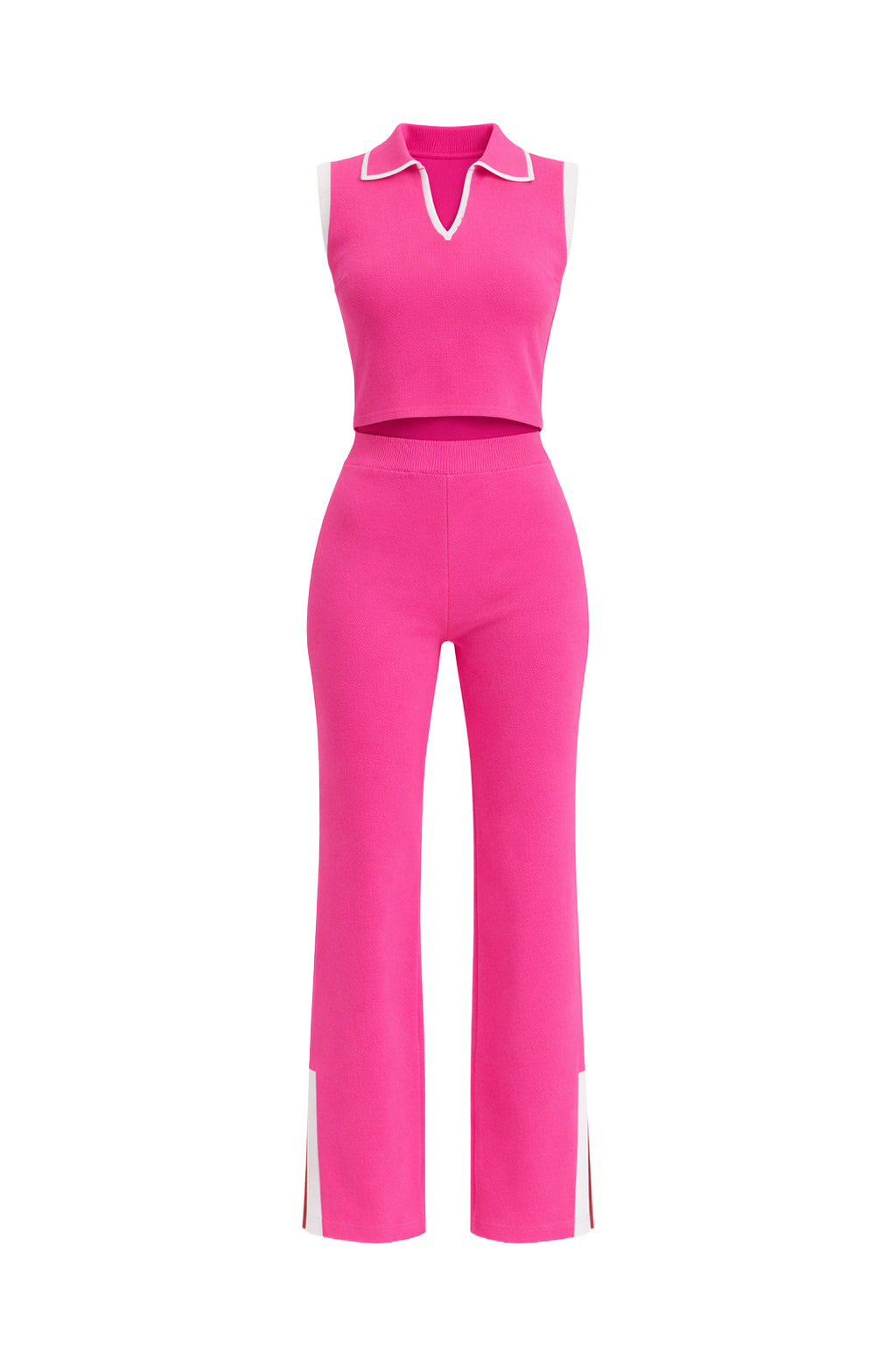 Sleeveless Collared Top and Pants Set