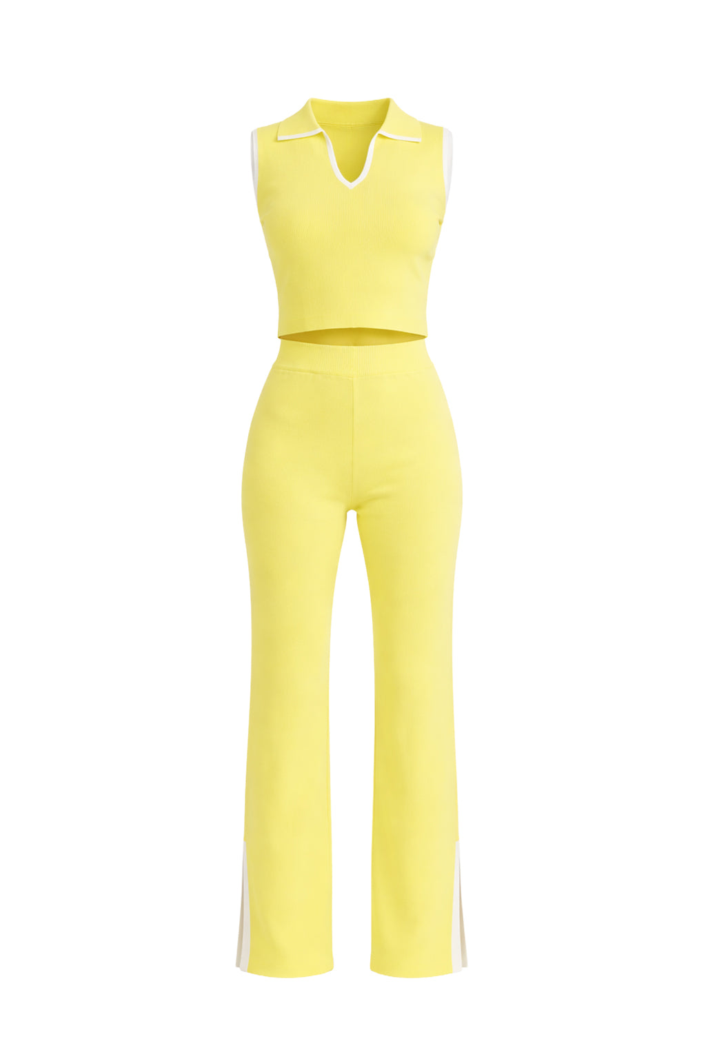 Sleeveless Collared Top and Pants Set